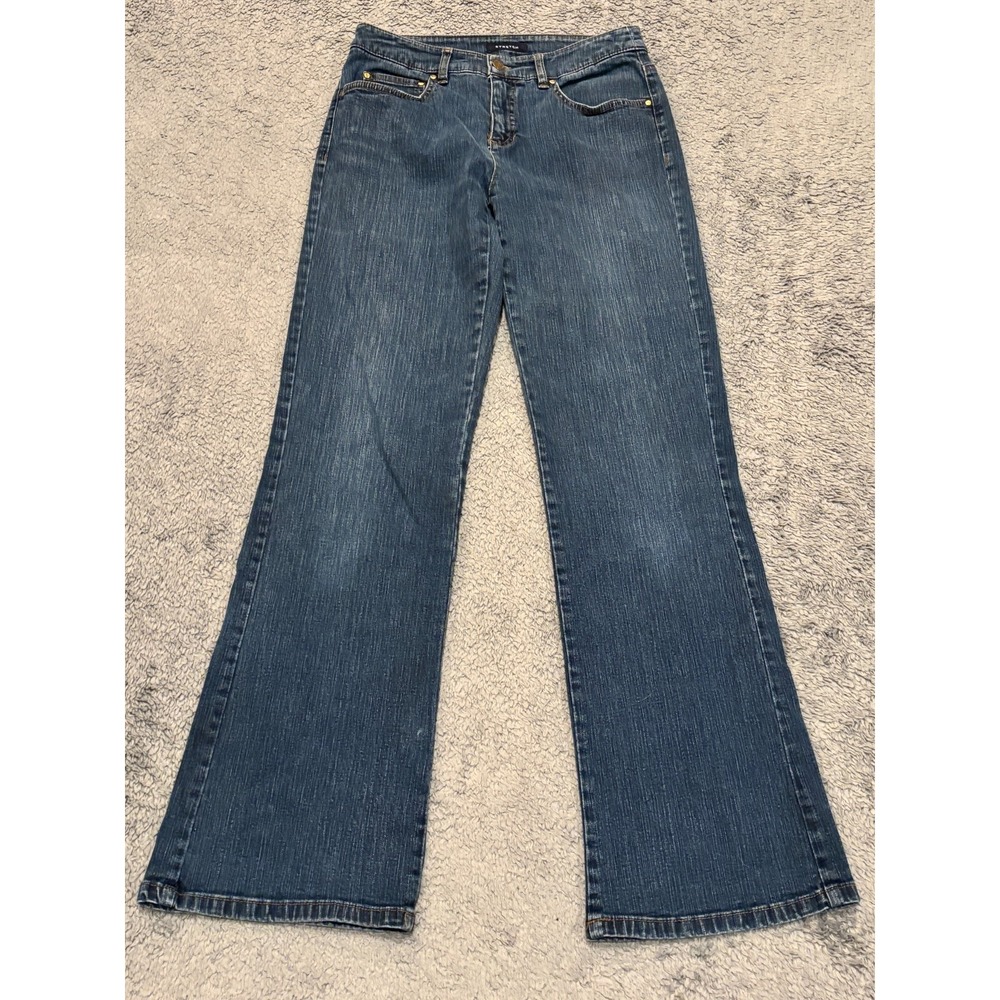 Jones New York Signature Jeans Womens 4/31 Boot Cut Flare Dark Wash Stretch